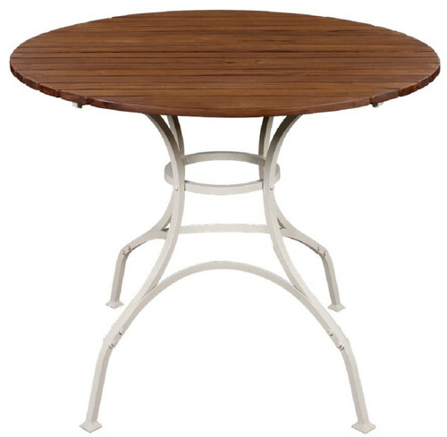 Casa Padrino Luxus Jugendstil Gartentisch Braun / Cremefarben  100 x H. 78 cm - Runder Garten & Terrassen Tisch - Jugendstil Garten & Terrassen M�bel