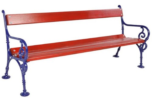 Casa Padrino Jugendstil Gartenbank Rot / Blau 190 cm