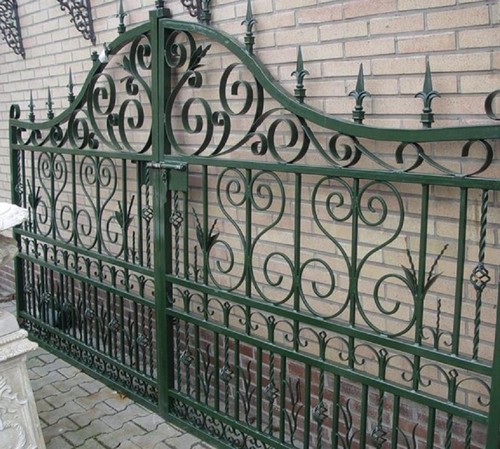 Casa Padrino Jugendstil Einfahrtstor Gr�n 336 x H. 206 cm - Doppelfl�geltor - Metalltor - Barock & Jugendstil Garten Accessoires