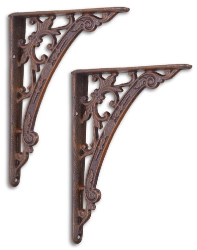 Casa Padrino Jugendstil Gusseisen Wandhalter Set Antik Braun 14 x H. 18,6 cm - Wanddeko - Deko Accessoires