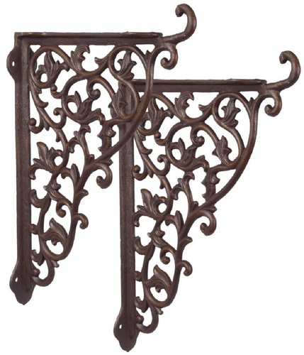 Casa Padrino Jugendstil Gusseisen Wandhalter Set Braun H. 37 cm - Barock & Jugendstil Wanddeko