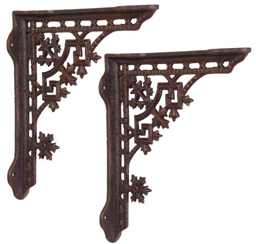 Casa Padrino Jugendstil Gusseisen Wandhalter Set Braun H. 26,5 cm - Barock & Jugendstil Wanddeko