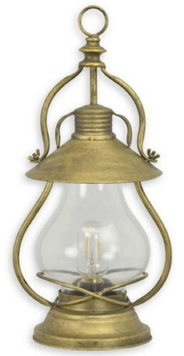 Casa Padrino Jugendstil Laterne Antik Gold 22,3 x 19 x H. 46,5 cm - Zinn Tischlaterne mit Tragegriff - Deko Accessoires
