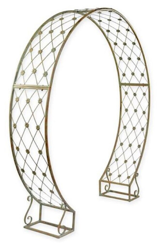 Casa Padrino Jugendstil Rosenbogen Antik Gr�n 220 x 43 x H. 201 cm - Runder Metall Blumenbogen - Nostalgischer Pflanzenbogen - Barock & Jugendstil Garten Deko Accessoires