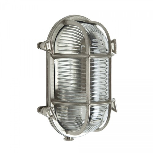 Casa Padrino Jugendstil Schiffslampe 14 x 10 x H. 21 cm - Nickel - Nostalgische Wetterfeste Au�enleuchte