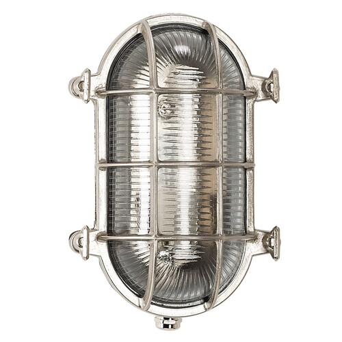 Casa Padrino Jugendstil Schiffslampe 17 x 12 x H. 25 cm - Nickel - Nostalgische Wetterfeste Au�enleuchte