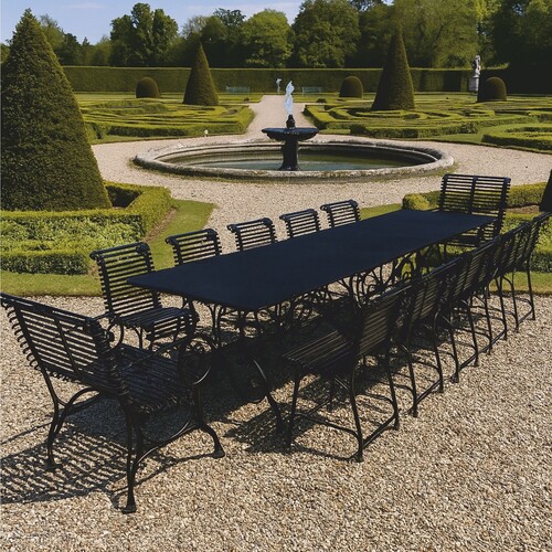 Casa Padrino Jugendstil Schmiedeeisen Garten M�bel Set Schwarz - 1 Tisch & 12 St�hle