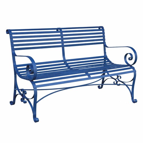 Casa Padrino Jugendstil Schmiedeeisen Gartenbank Blau 120 cm - Garten M�bel