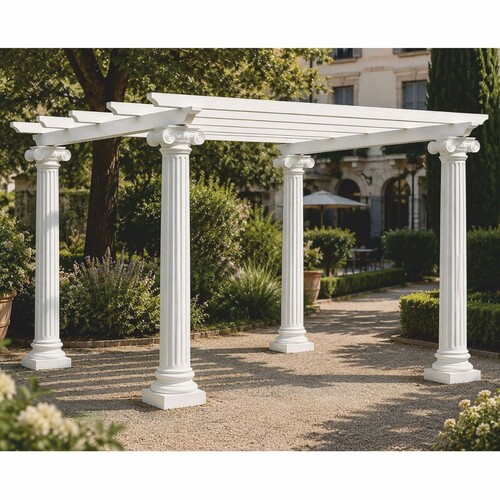 Casa Padrino Barock S�ulen Pergola Wei� 335 cm - Prunkvolle Barockstil Pergola - Barock Garten M�bel - Hotel Garten M�bel - Made in Italy