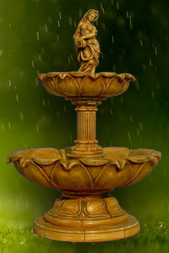 Casa Padrino Jugendstil Springbrunnen Antik Beige  145 x H. 215 cm - Prunkvoller Gartenbrunnen - Gartendeko Brunnen - Barock & Jugendstil Garten Deko Accessoires