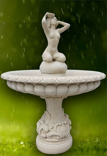 Casa Padrino Jugendstil Springbrunnen Grau  114 x H. 160 cm - Prunkvoller Gartenbrunnen - Gartendeko Brunnen - Barock & Jugendstil Garten Deko Accessoires