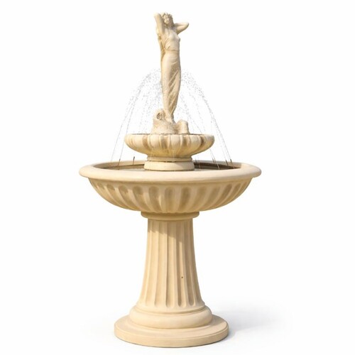 Casa Padrino Jugendstil Springbrunnen Dame Sandfarben  92 x H. 172 cm - Garten Deko