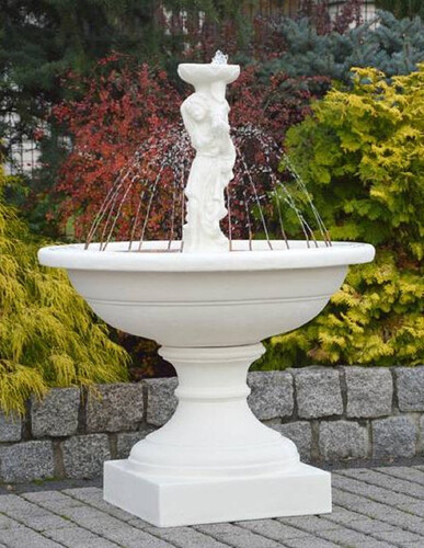 Casa Padrino Jugendstil Springbrunnen Dame Wei�  102 x H. 136 cm - Prunkvoller Gartenbrunnen - Gartendeko Brunnen - Barock & Jugendstil Garten Deko Accessoires