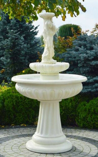 Casa Padrino Jugendstil Springbrunnen Dame Wei�  94 x H. 164 cm - Prunkvoller Gartenbrunnen - Gartendeko Brunnen - Barock & Jugendstil Garten Deko Accessoires