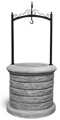 Casa Padrino Jugendstil Gartenbrunnen Grau / Schwarz  105 x H. 219 cm