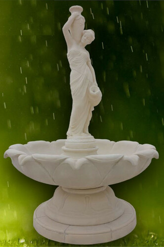 Casa Padrino Jugendstil Springbrunnen Grau  145 x H. 215 cm - Prunkvoller Gartenbrunnen - Gartendeko Brunnen - Barock & Jugendstil Garten Deko Accessoires