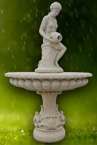Casa Padrino Jugendstil Springbrunnen Grau  114 x H. 180 cm - Prunkvoller Gartenbrunnen - Gartendeko Brunnen - Barock & Jugendstil Garten Deko Accessoires