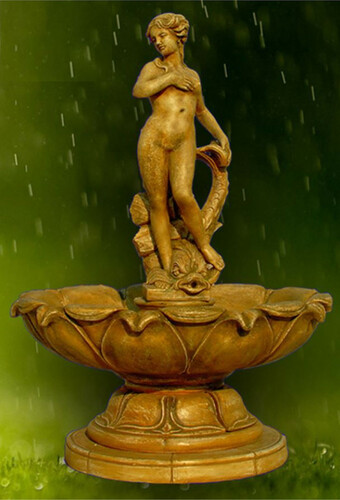 Casa Padrino Jugendstil Springbrunnen Antik Beige  145 x H. 210 cm - Prunkvoller Gartenbrunnen - Gartendeko Brunnen - Barock & Jugendstil Garten Deko Accessoires