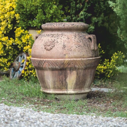 Casa Padrino Jugendstil Terrakotta Blumentopf Beige H. 95 cm - Made in Italy