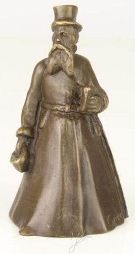 Casa Padrino Jugendstil Tischglocke Gentleman Bronze / Gold 5,5 x 5,5 x H. 9,9 cm - Tischklingel Service Glocke - Hotel & Gastronomie Accessoires