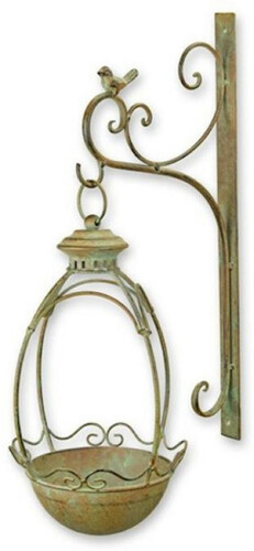 Casa Padrino Jugendstil Wand Vogeltr�nke Gr�n / Rost 16 x 30 x H. 52 cm - Metall Wand Vogelbad - Garten & Terrassen Deko Accessoires - Barock & Jugendstil Deko Accessoires