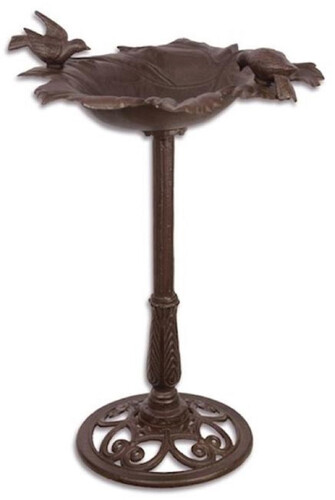 Casa Padrino Jugendstil Vogelbad mit 2 dekorativen V�gelchen Braun 51,3 x 47,7 x H. 82,3 cm - Gusseisen Vogeltr�nke - Garten & Terrassen Deko Accessoires