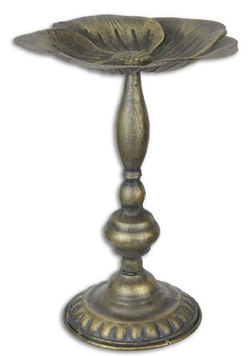 Casa Padrino Jugendstil Vogelbad mit St�nder Antik Bronze  24,2 x H. 34 cm - Barock & Jugendstil Garten Deko