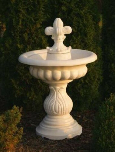 Casa Padrino Barock Vogeltr�nke Brunnen mit Lilie Wei�  79 x H. 120 cm - Rundes Garten Deko Stein Vogelbad - Garten & Terrassen Deko Accessoires