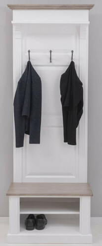 Casa Padrino Landhausstil Massivholz Garderobenschrank Wei� / Graubraun 79 x 41 x H. 210 cm - Wand Garderobe - Flur Schrank - Flurm�bel - Garderobenm�bel - Landhausstil M�bel