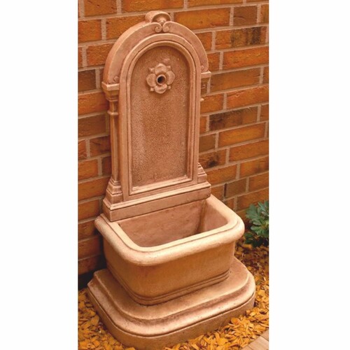 Casa Padrino Jugendstil Wandbrunnen Antik Creme Braun H. 113 cm - Brunnen Gartenbrunnen Steinbrunnen