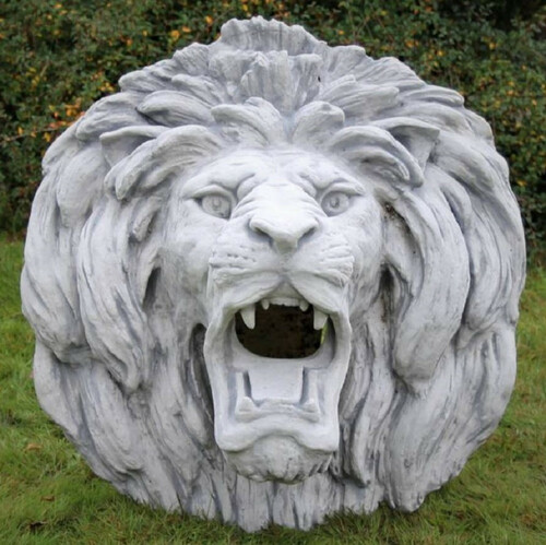 Casa Padrino Barock Wasserspeier Wandrelief L�we 80 x 80 x H. 80 cm - Gro�es L�wenkopf Stein Wasserspeier Wanddeko Relief - Barock & Jugendstil Garten Deko Accessoires