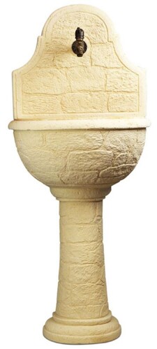 Casa Padrino Jugendstil Wandbrunnen Sandfarben / Antik Messing H. 122 cm