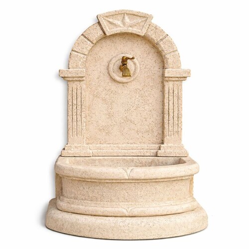 Casa Padrino Jugendstil Wandbrunnen Sandfarben / Antik Messing H. 112 cm - Made in Italy