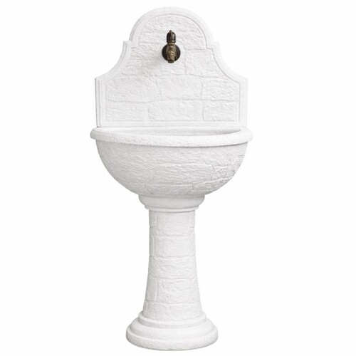 Casa Padrino Jugendstil Wandbrunnen Wei� / Antik Messing H. 122 cm - Garten Accessoires