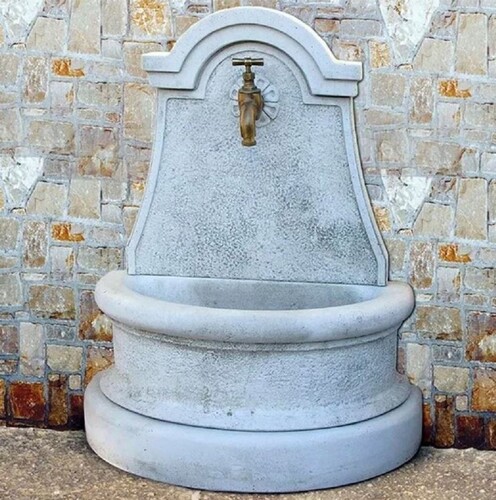 Casa Padrino Jugendstil Wandbrunnen Grau / Antik Messing H. 80 cm - Made in Italy