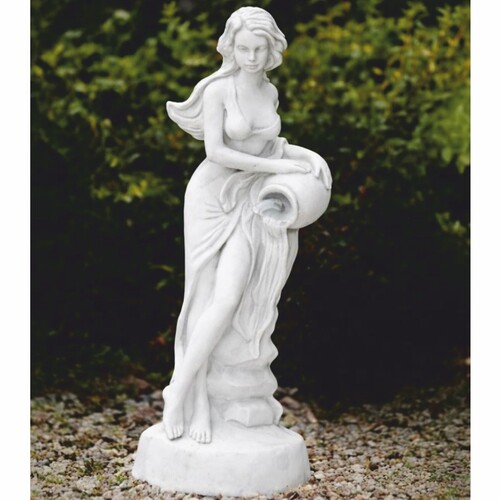 Casa Padrino Jugendstil Wasserspeier Skulptur Frau mit Krug Wei� H. 69 cm - Garten Deko