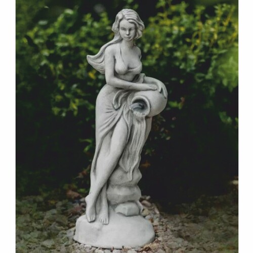 Casa Padrino Jugendstil Wasserspeier Skulptur Frau mit Krug Grau H. 69 cm - Garten Deko