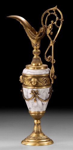 Casa Padrino Luxus Barock Weinkrug Gold / Wei�grau 16 x H. 39 cm - Handgefertigter Bronze Krug - Barock Deko Accessoires - Barock Interior - Barock M�bel - Edel & Prunkvoll