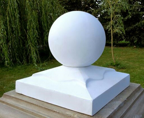 Casa Padrino Barock Kanonenkugel auf Stnder Wei 45 x 45 x H. 42 cm - Barock Garten & Terrassen Deko - Garten & Terrassen Deko im Barockstil - Barock Garten & Terrassen Deko Accessoires