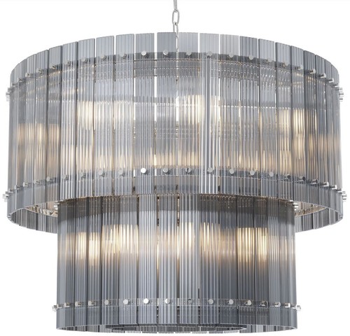 Casa Padrino Luxus Kronleuchter Grau / Silber  93 x H. 70 cm - Runder Hotel & Restaurant Kronleuchter - Luxus Qualit�t