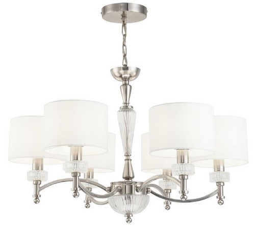 Casa Padrino Kronleuchter Silber / Wei�  70 x H. 46 cm - Prunkvoller Kronleuchter im Neoklassischen Stil