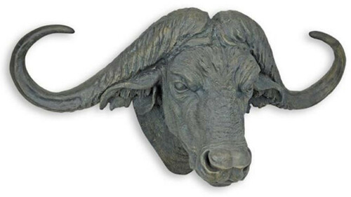 Casa Padrino Kunstharz Wanddeko Skulptur B�ffelkopf Grau 101 x H. 52 cm - Dekofigur - Tierfigur - Wohnzimmer Deko