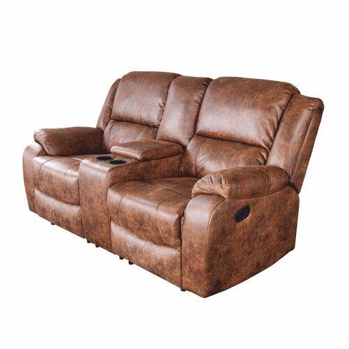 Casa Padrino Kunstleder 2er Kinosessel Antik Braun 188 cm - Wohnzimmer M�bel