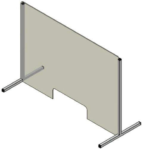 Casa Padrino Kunststoff Covid-19 Trennscheibe mit Durchreiche und Edelstahl Gestell Transparent / Silber 120 x H. 80 cm - Schreibtisch Theken Spuckschutz Corona Sicherheitsscheibe