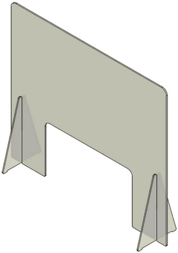 Casa Padrino Kunststoff Sicherheitsscheibe mit Durchreiche Transparent 100 x H. 70 cm - Schreibtisch Empfangstheken Theken Spuckschutz Covid-19 Corona Trennscheibe