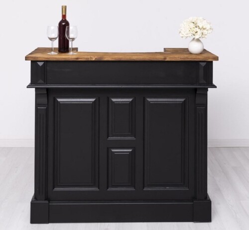 Casa Padrino Landhausstil Bar Theke Schwarz / Braun 120 cm - Bar M�bel