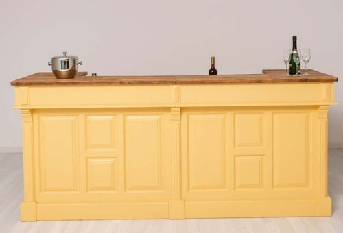 Casa Padrino Landhausstil Bar Theke Gelb / Braun 240 cm - Landhausstil Barm�bel