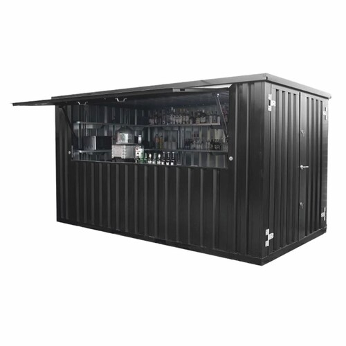 Casa Padrino Stahl Bar Container / Imbiss Container Schwarz 388,2 cm