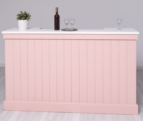 Casa Padrino Landhausstil Bar Theke Rosa / Wei� 180 x 51 x H. 107 cm - Massivholz Thekentisch - Massivholz Barm�bel - Barm�bel im Landhausstil - Landhausstil Einrichtung