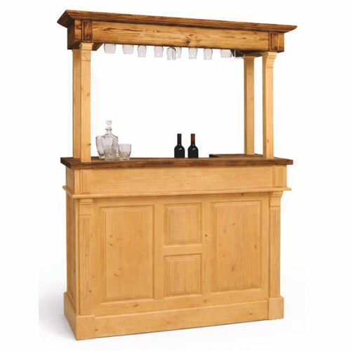 Casa Padrino Landhausstil Bar Theke Naturfarben / Braun 150 x H. 210 cm - Bar M�bel
